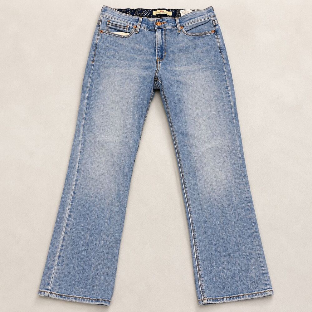 Levi's 525 Perfect Waist Straight Leg Jeans Womens 10M Light Wash Stretch Blue